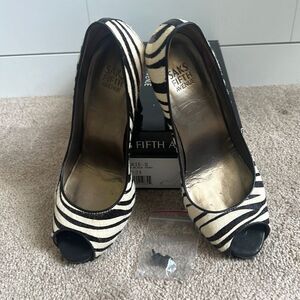Pony hair zebra print heels